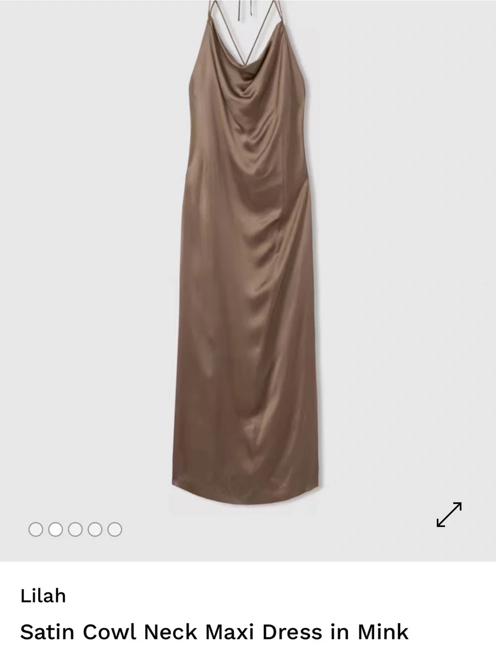 Reiss Taupe Satin Cowl-Neck Maxi Slip Dress - Picture 2 of 4